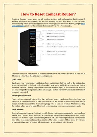 How To Reset Your Comcast Router